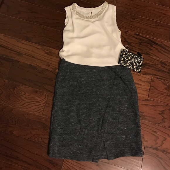 Loft Charcoal Gray Pencil Skirt