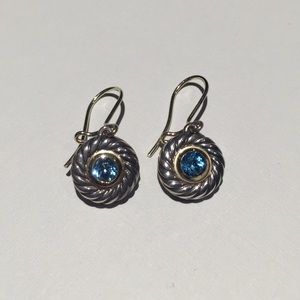 David Yurman Blue Topaz Cable Drop Earrings