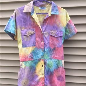 🌈 HP 🌈 Unique Very Colorful Tie Dye Button Dress