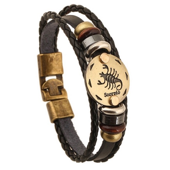 SCORPIO- GENUINE LEATHER WITH HEMATITE BEADS