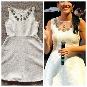 White cocktail dress with beading on the chest