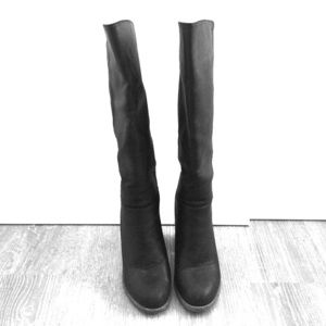 Faux Leather Knee High Boots