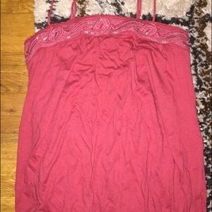 Red, beaded spaghetti strap tank