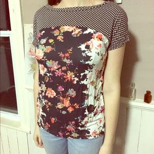 Anthropologie Weston mix print tshirt size xs