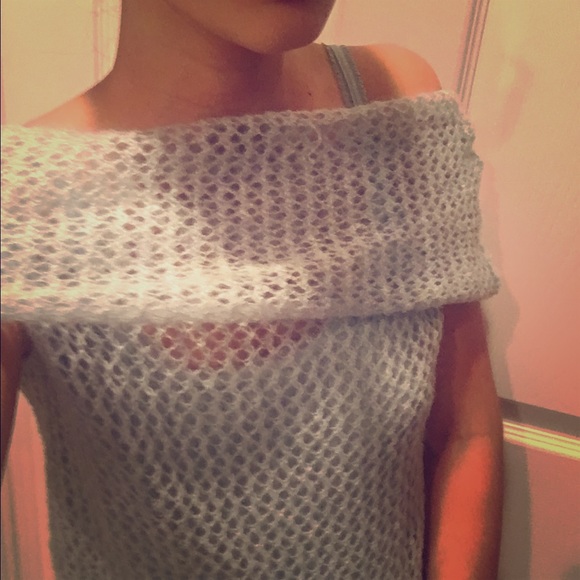 Unique baby blue off the shoulder top