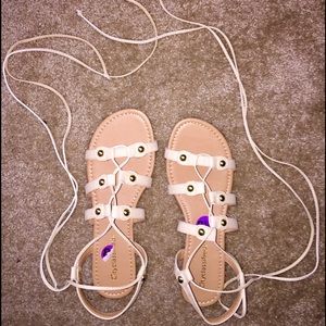 Tan wrap around sandals!