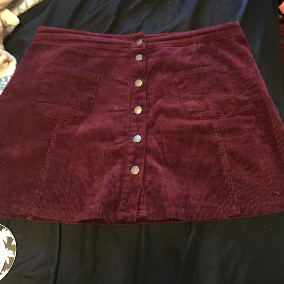 Brandy Burgundy Corduroy Button up skirt!