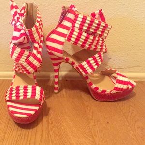 Red & White heels with bow