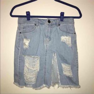 Destroyed Denim Skirt