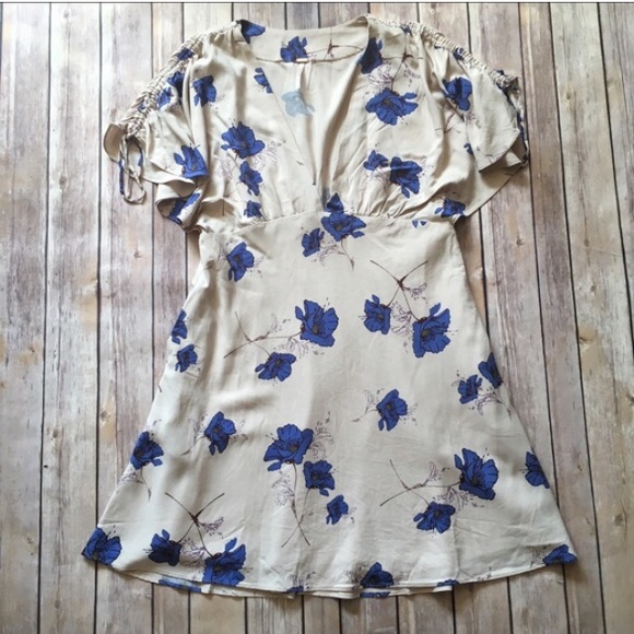 Free People dress, size 4, cream + blue