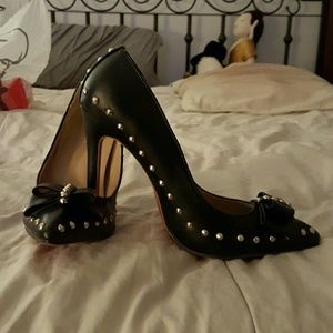 Rainbow Cat black stud heels