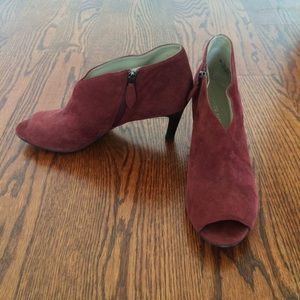 Franco Sarto Suede Open Toe Booties