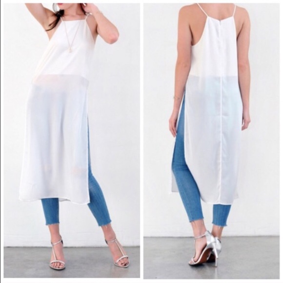 White maxi slit tank top❕🔝