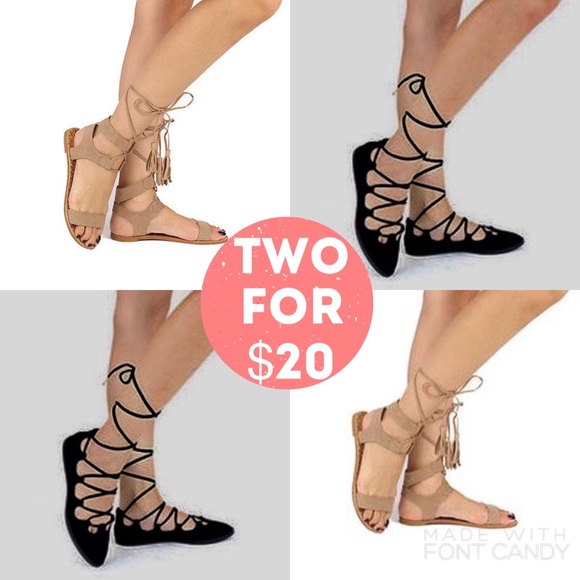 Two Pairs Of Flats. Ballet + Gladiator
