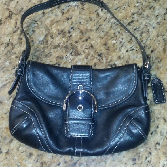Black, leather Coach purse