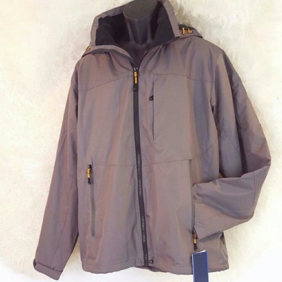 FIRM?NWT L Rain Wind Resist Jacket Hawke Hood Gray - Picture 3 of 4
