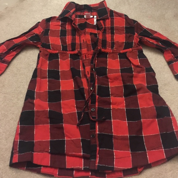 3/4 sleeve plaid button down shirt
