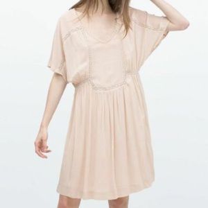 🔴SOLD🔴 Zara Basic Nude Peasant dress with slip