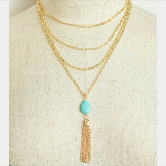 Jewelry | Stone Pendant Tassel Layered Necklace - Picture 2 of 8