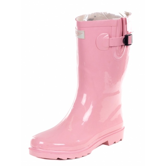 Women's 11" Pink Rubber Rainboots Garden Wellies - Picture 3 of 5