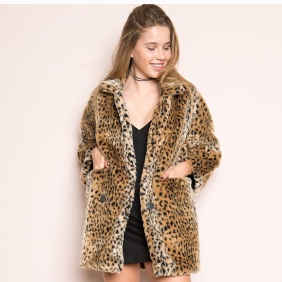 NWT mica cheetah fur coat Brandy