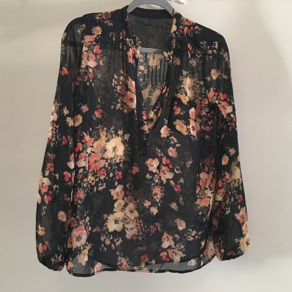 Black floral blouse