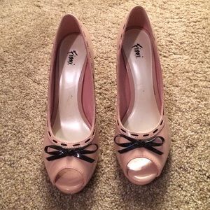 Blush Pink /black bow heels