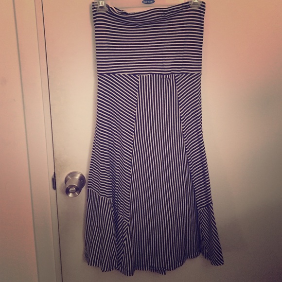 Blue and white striped dress
