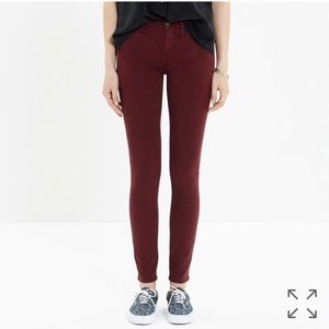 Madewell Sateen skinny skinny Jeans Maroon