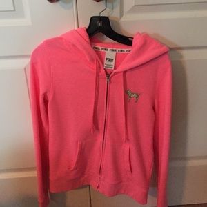 Love pink zip up hoodie