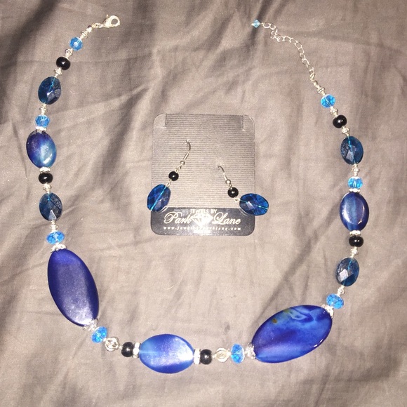 Beaded necklace and earrings