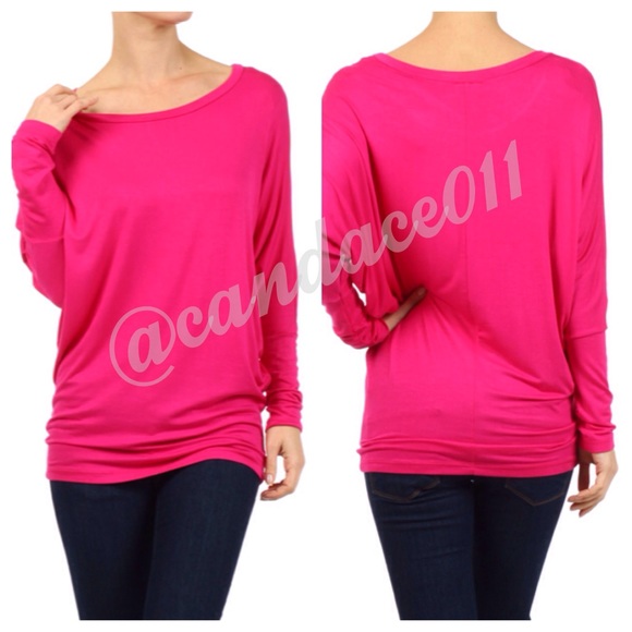 CC Boutique Tops - Long Sleeved Dolman Top (Fuchsia)