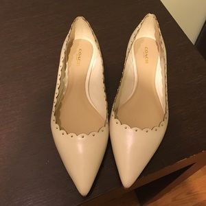 Coach leather pointed flats with gold studs