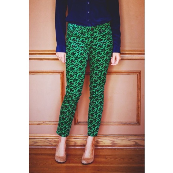 J. Crew Pants - J. Crew bow print toothpick pants
