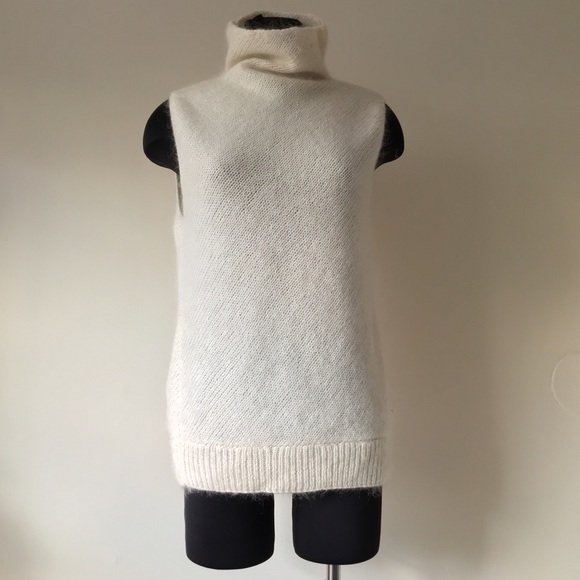 Diagonal knit Mohair/Merino Wool cowl sweater whte - Picture 1 of 4