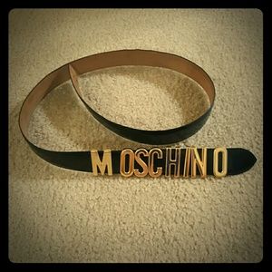Black and gold tone Moschino belt
