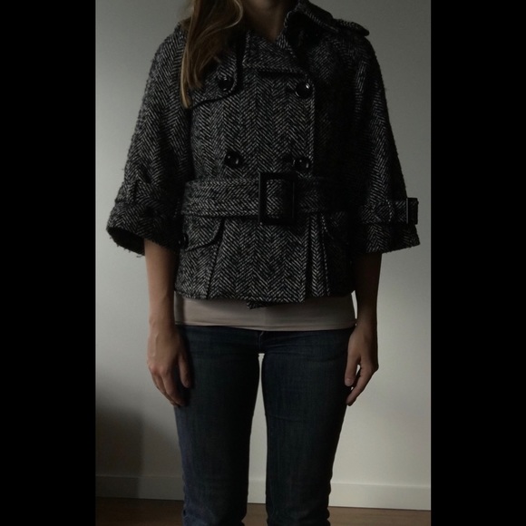 Zara black and white tweed jacket