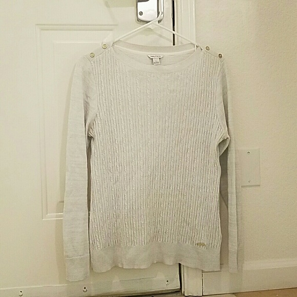 White/ silver cable knit sweater
