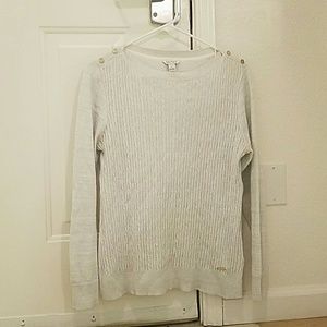 White/ silver cable knit sweater