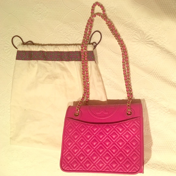 tory burch pink quilted handbag