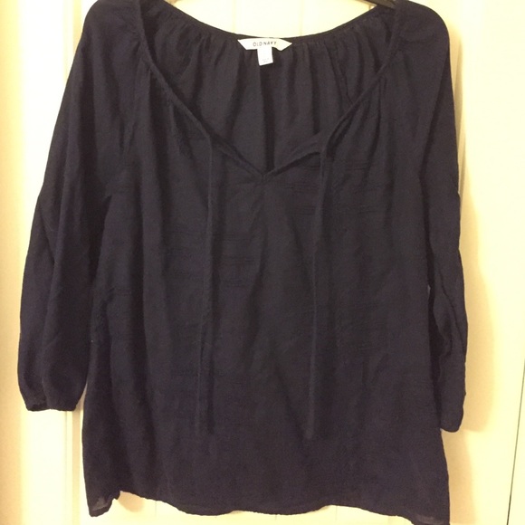 Navy Peasant Top + Embroidery