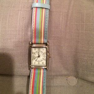 Gross grain ribbon and leather watch