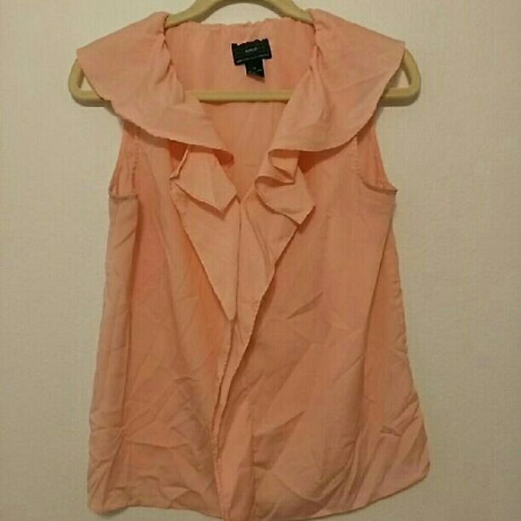 Women's light pink ruffled blouse