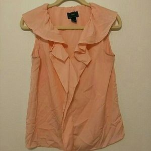 Women's light pink ruffled blouse