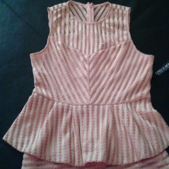 Striped Mesh skirt and shirt set