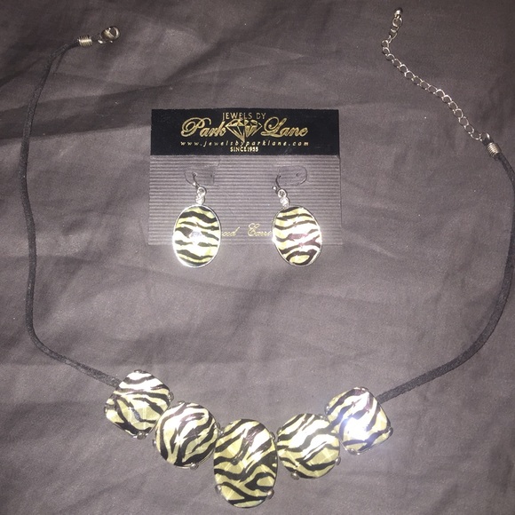 Zebra necklace and earrings