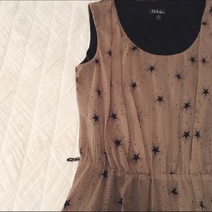 Tan and black star print dress