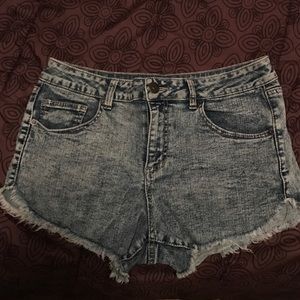 Acid wash high waisted shorts