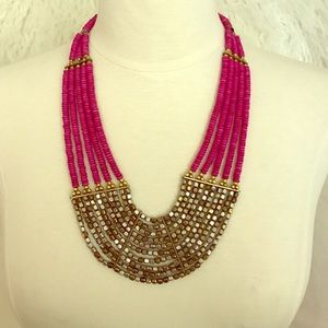 Anthropologie Pink beaded necklace