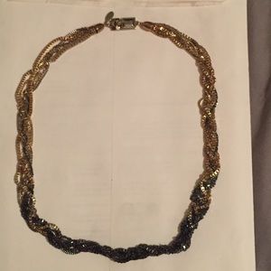 Black and gold braided chain necklace